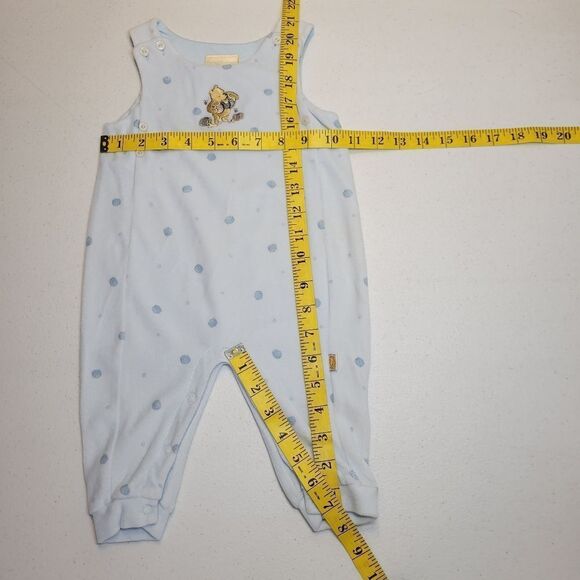 Classic Pooh Vintage Disney Blue Velour Jumpsuit and Polo Shirt Infant One Piece - Picture 13 of 14
